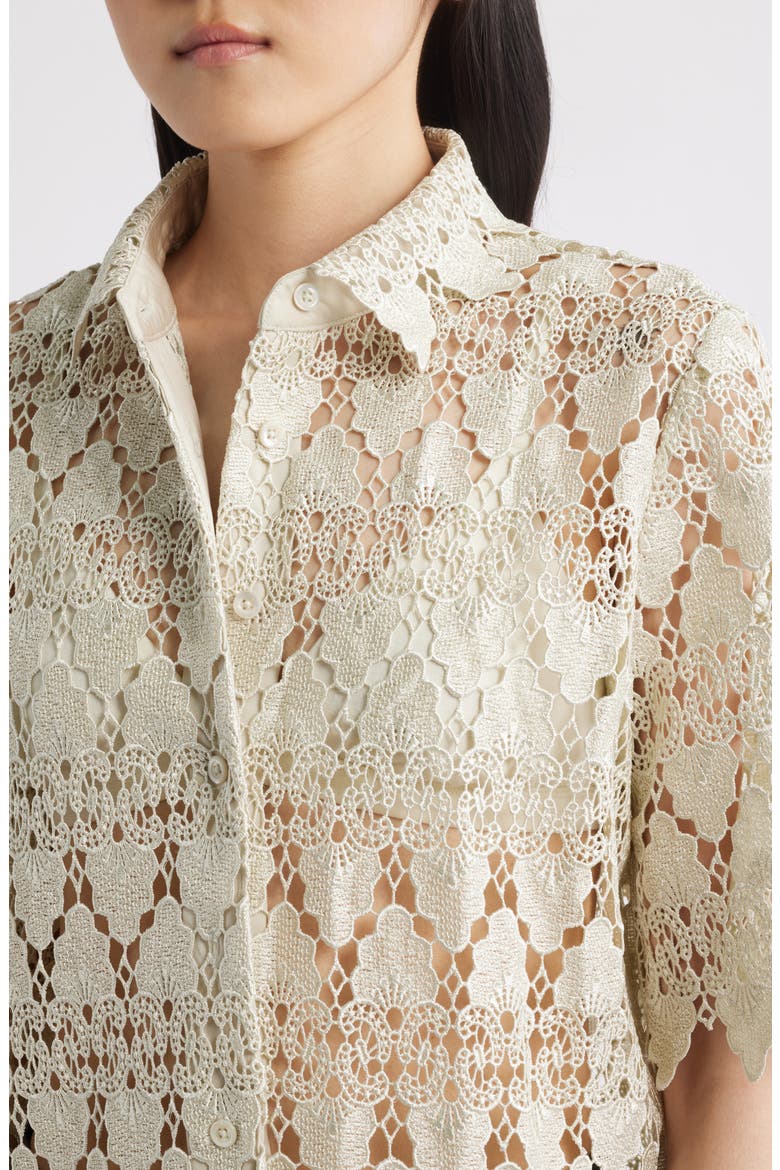 Lace Button-Up Shirt, Alternate, color, SOFT MINT