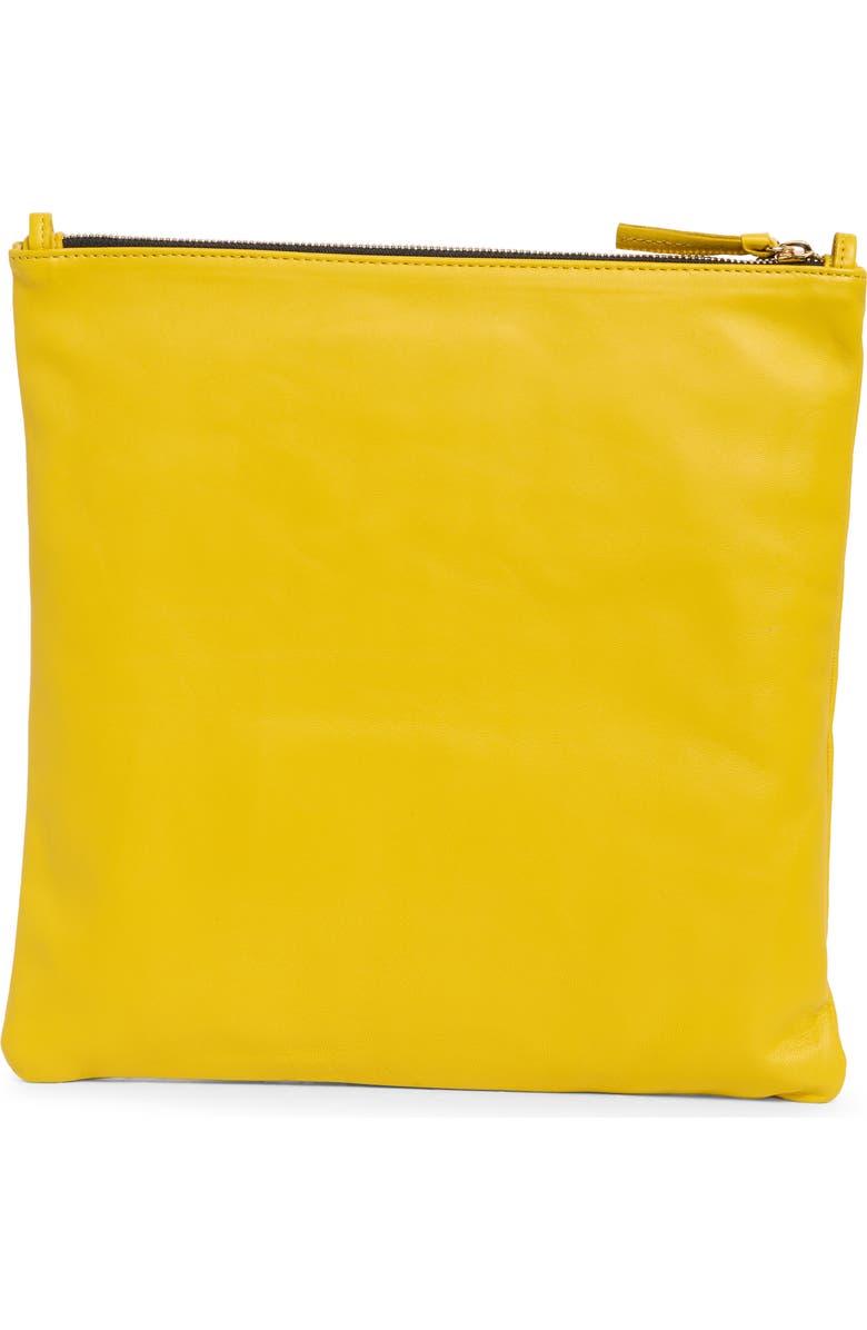 Clare V. Foldover Leather Clutch, Alternate, color, Sunflower Lete Nappa Black