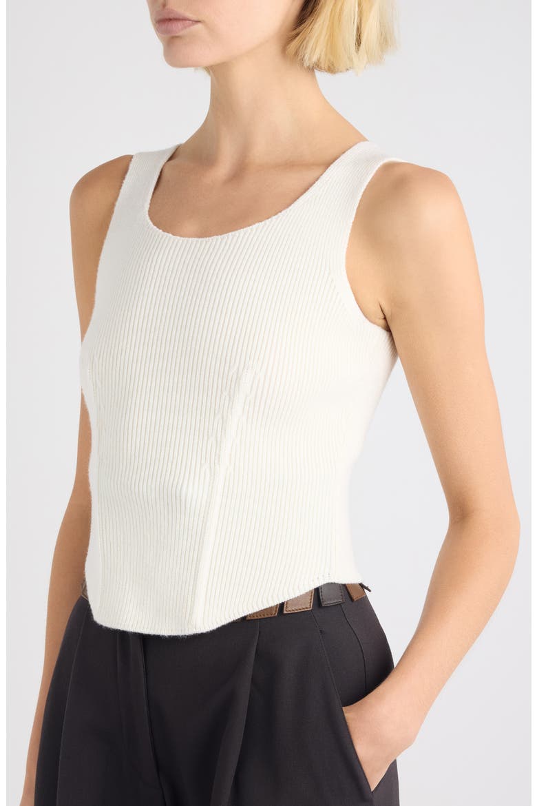 Wool Blend Rib Corset Top, Alternate, color, BLANC NATUREL