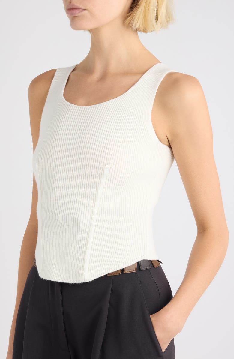 Alaïa Wool Blend Rib Corset Top, Alternate, color, Blanc Naturel