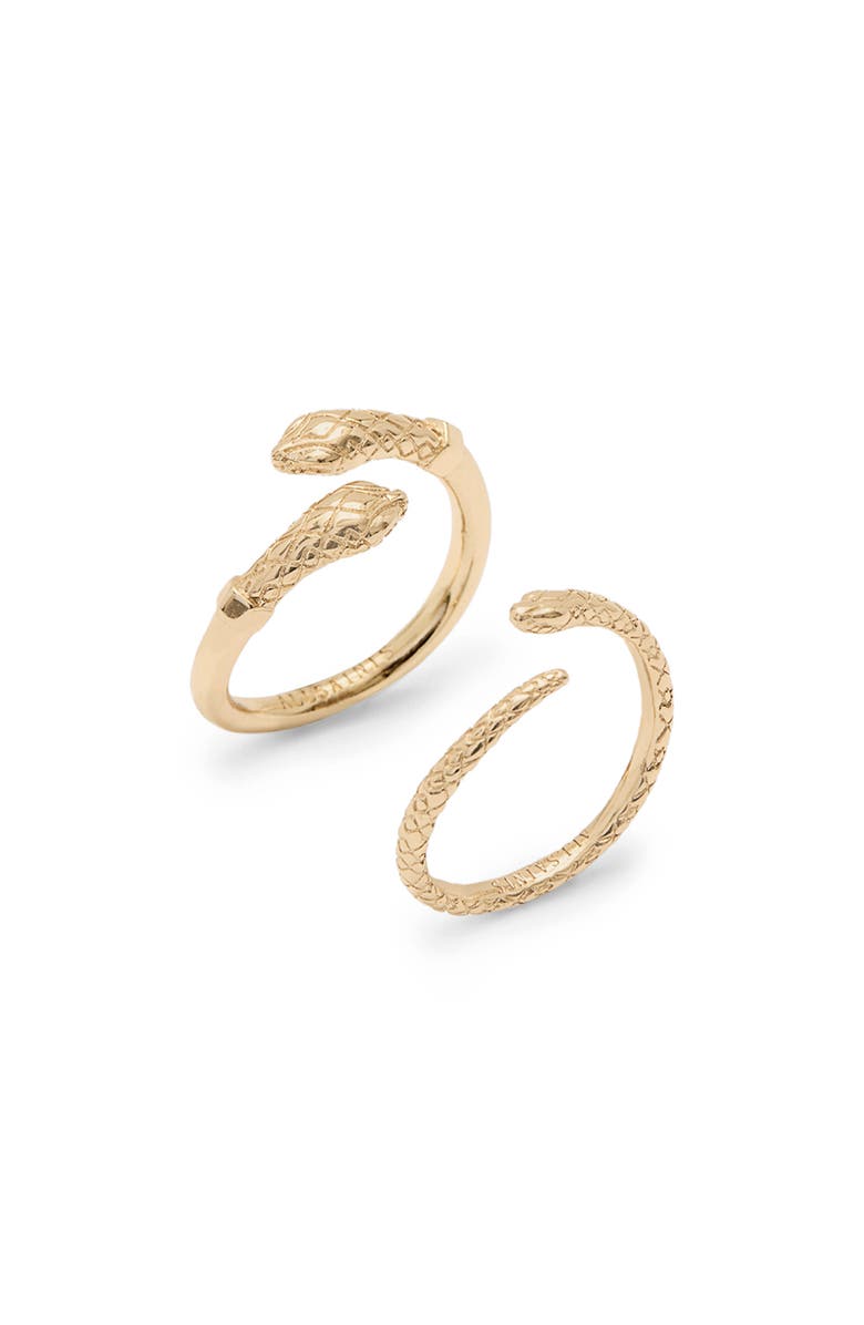 AllSaints Set of 2 Serpent Rings, Main, color, Warm Gold