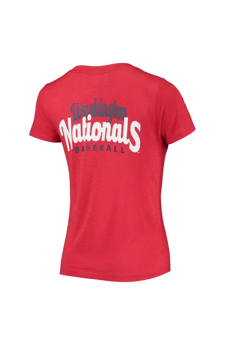 New Era Women's New Era Red Washington Nationals 2-Hit Front Twist Burnout T-Shirt, Alternate, color, Red