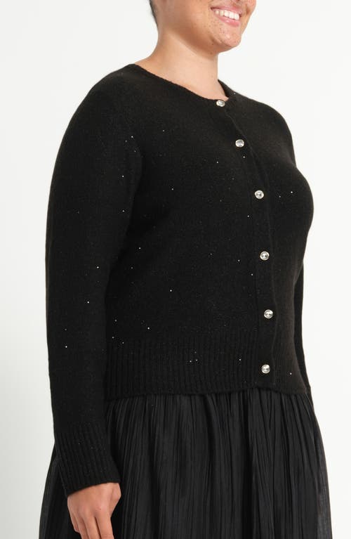 Estelle Night Sparkle Knit Cardigan In Black