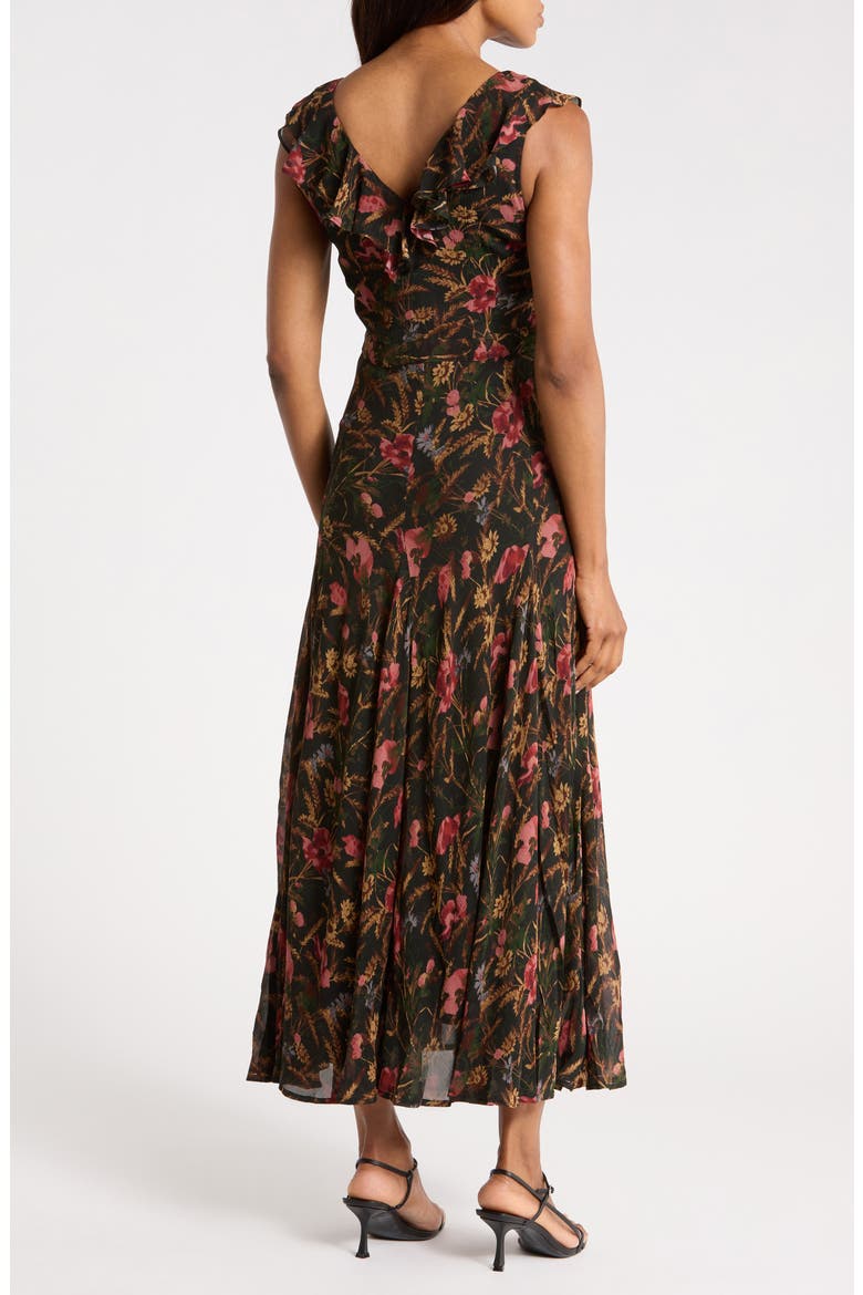 Sharleen Floral Cap Sleeve Silk Maxi Dress, Alternate, color, BLACK MULTI