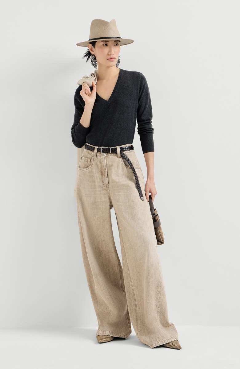 Brunello Cucinelli Cashmere sweater with monili, Alternate, color, Anthracite