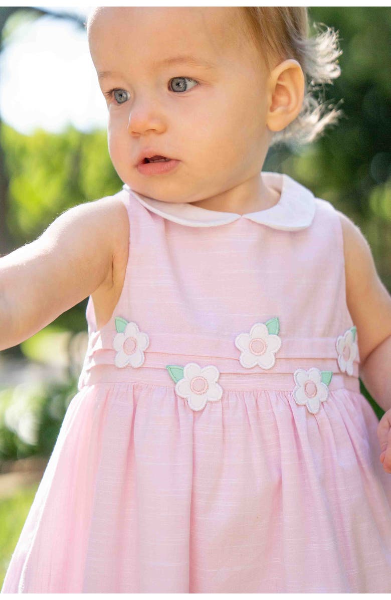 Florence Eiseman Linen-Look Dress & Bloomer With Flowers, Alternate, color, Pink