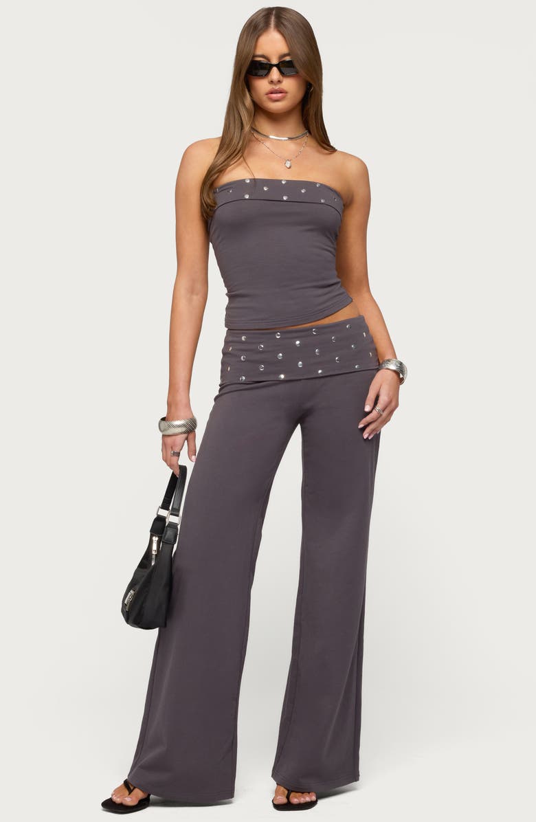 EDIKTED Breanna Studded Foldover Tube Top, Alternate, color, 