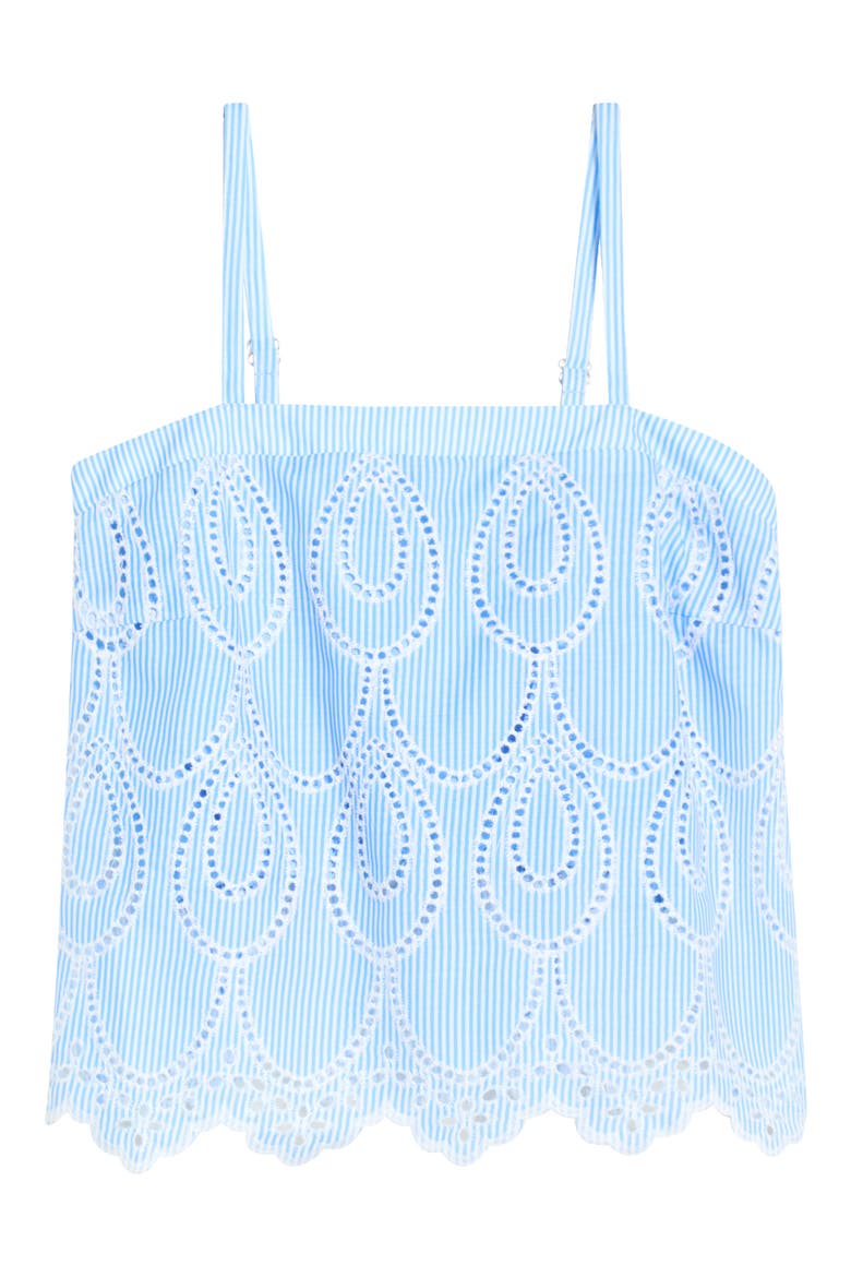 Geyser Stripe Eyelet Crop Tank, Alternate, color, WHITE-BLUE