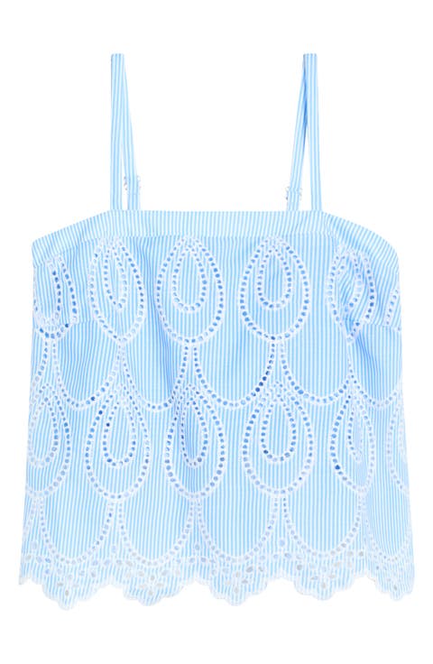 Geyser Stripe Eyelet Crop Tank