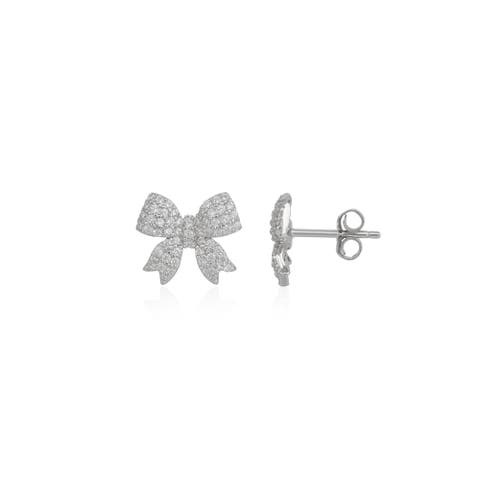 Bowtie Sterling Silver Zirconia Stud Earring