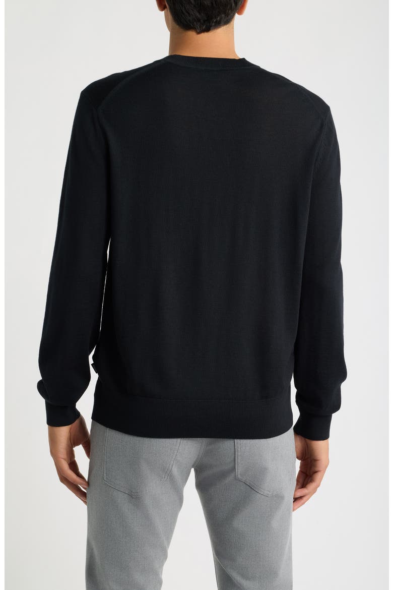 H-Leno Virgin Wool Crewneck Sweater, Alternate, color, BLACK