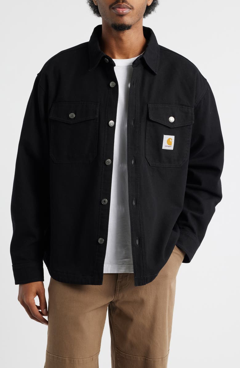 Carhartt Work In Progress Selby Cotton Canvas Button-Up Shirt Jacket, Main, color, Black