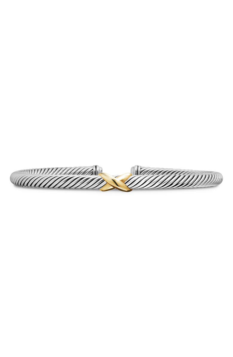 David Yurman X Classic Cable Station Bracelet in Sterling Silver with 14K Gold, 4mm, Main, color, Two Tone