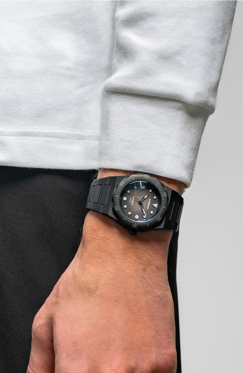D1 Milano Subacqueo Polycarbonate Bracelet Watch, 40.5mm, Alternate, color, Black