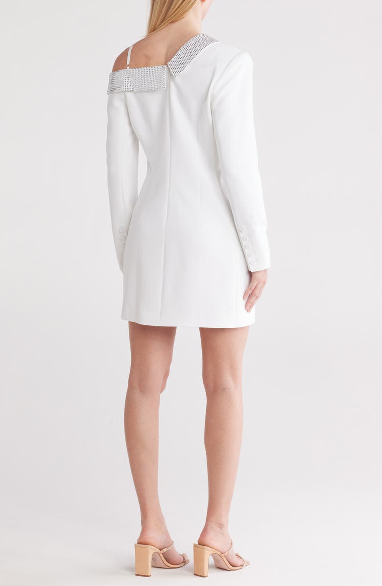 L'AGENCE Dorothea Asymmetric Long Sleeve Blazer Dress, Alternate, color, White