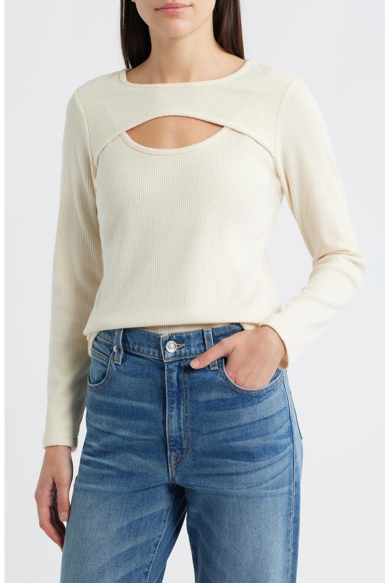 Cutout Rib Top, Main, color, CREAM