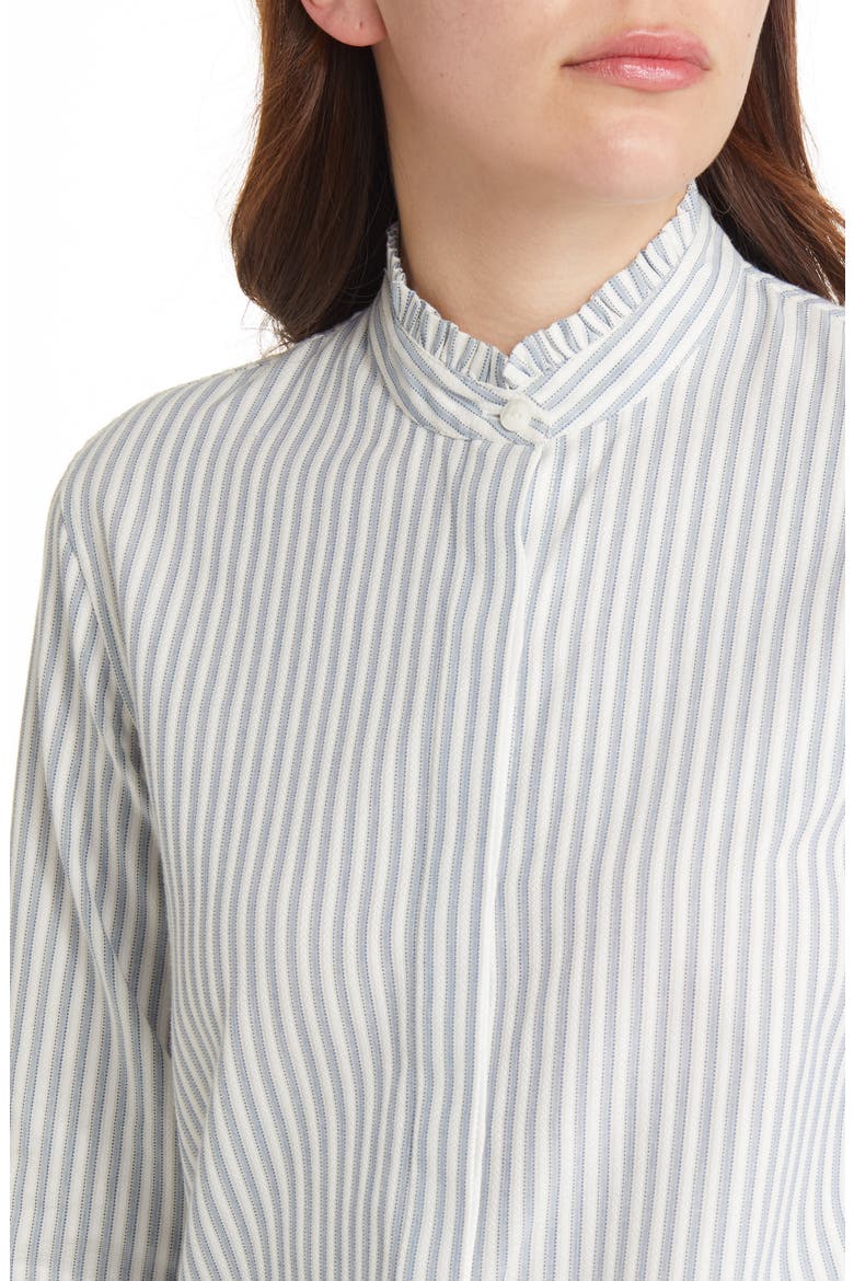 Jordan Stripe Ruffle Cotton Button-Up Shirt, Alternate, color, BLUE STRIPE