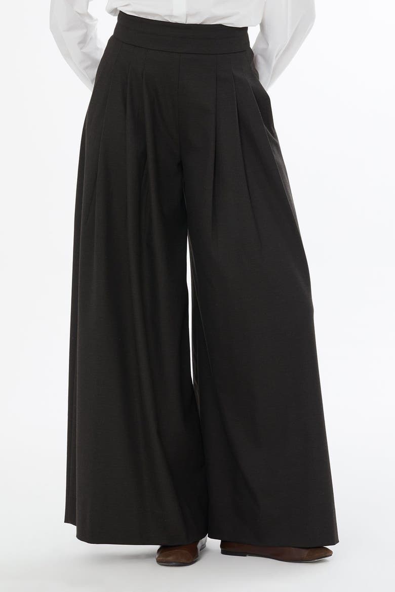 Zipper Closure Palazzo, Alternate, color, Brown