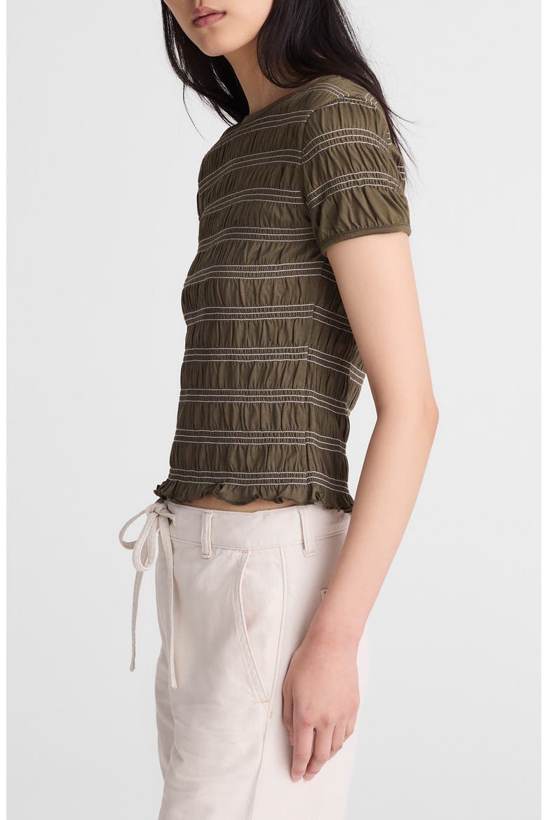 Smocked Short Sleeve Top, Alternate, color, FADED IVY