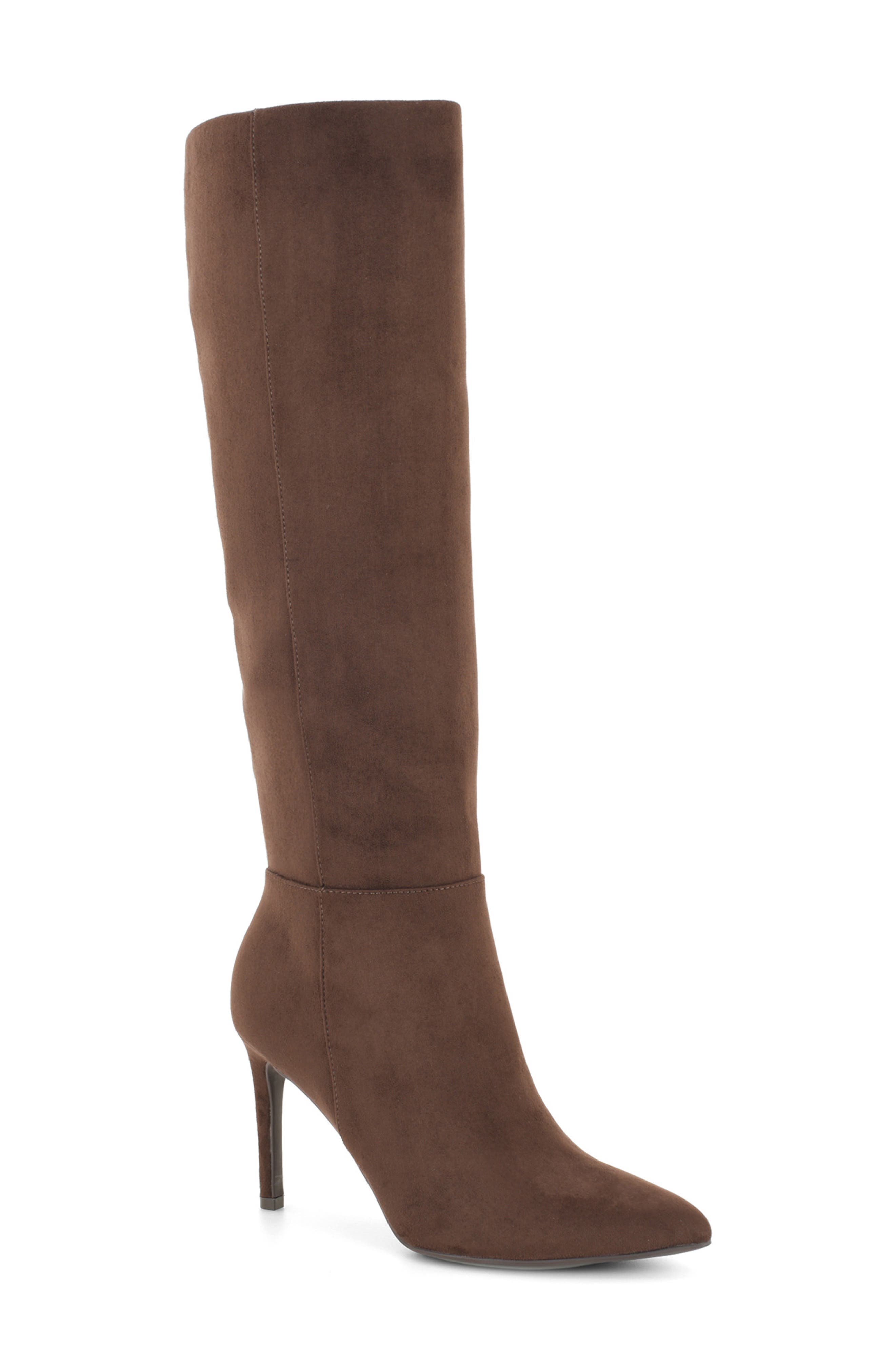 Reeko Faux Leather Pointed Toe Boot, Main, color, DARK BROWN
