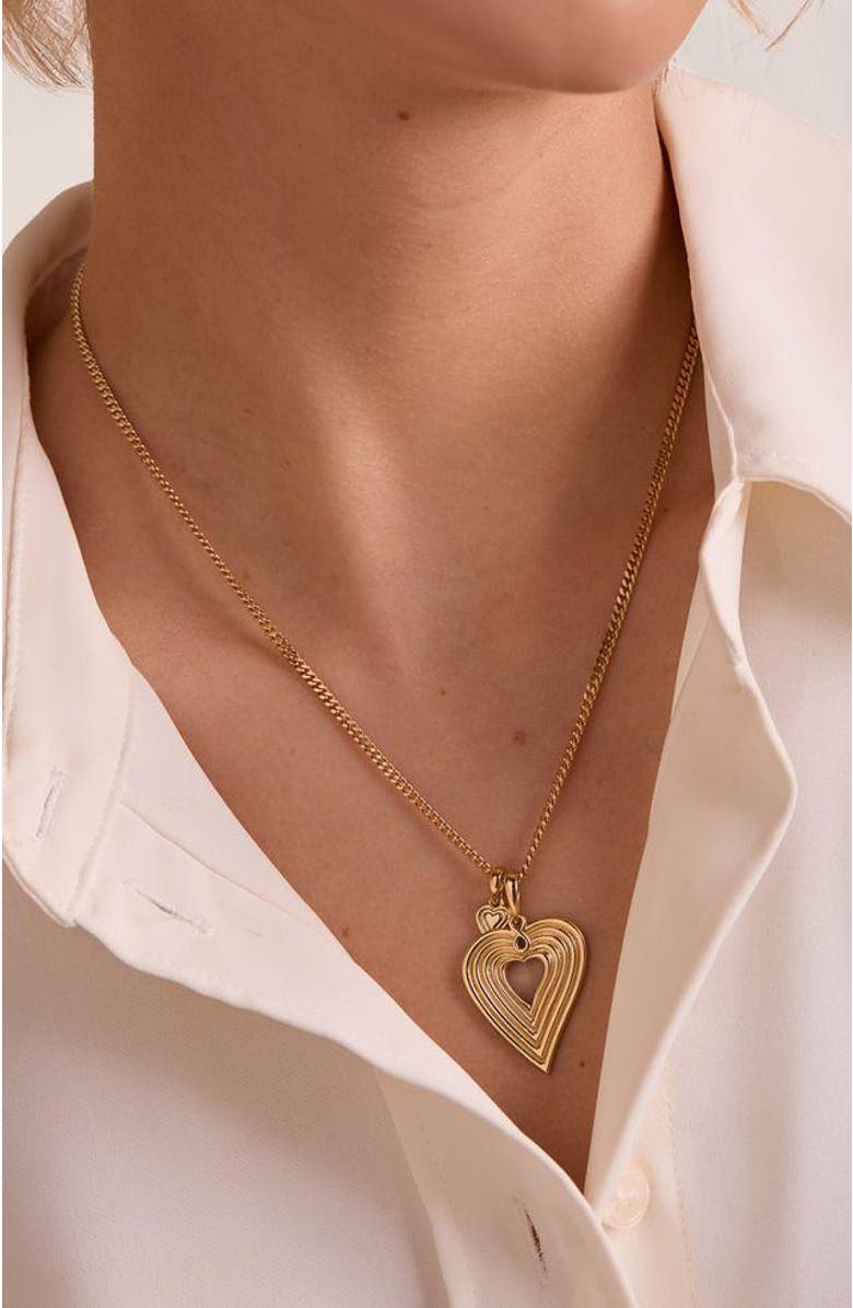 Rizen Jewelry Emanate Love Heart Pendant Necklace, Alternate, color, 18K Gold Plated