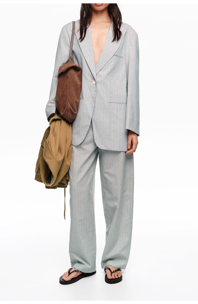 Bimba y Lola Oversize Tailored Jacket With Stripes, Alternate, color, Light Grey