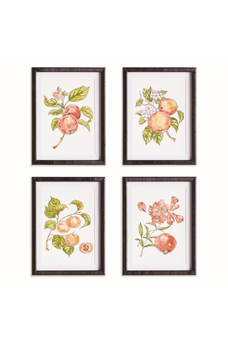 Autumnal Fruit Prints, Set of 4 - Pink/Orange - Fir Wood, Main, color, Pink