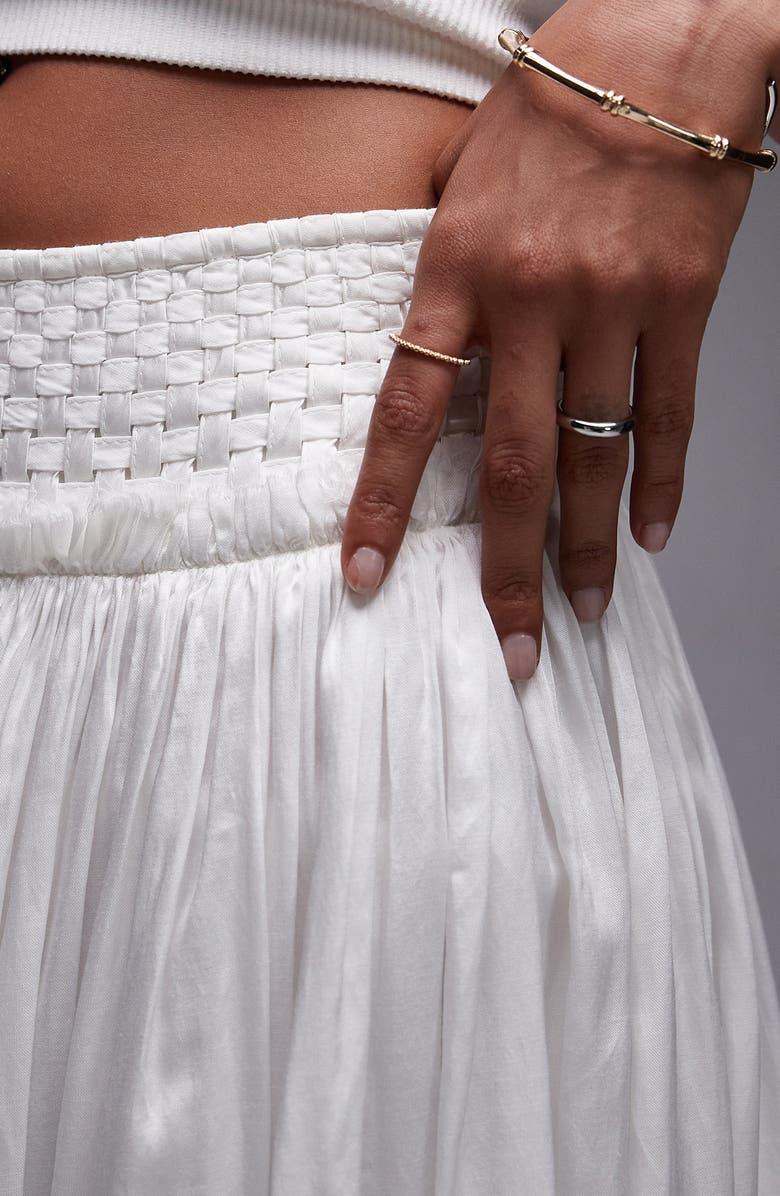 Topshop Crinkle Maxi Skirt, Alternate, color, Ivory