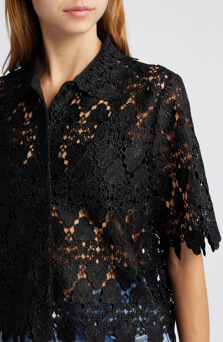 FRAME Lace Button-Up Shirt, Alternate, color, Black