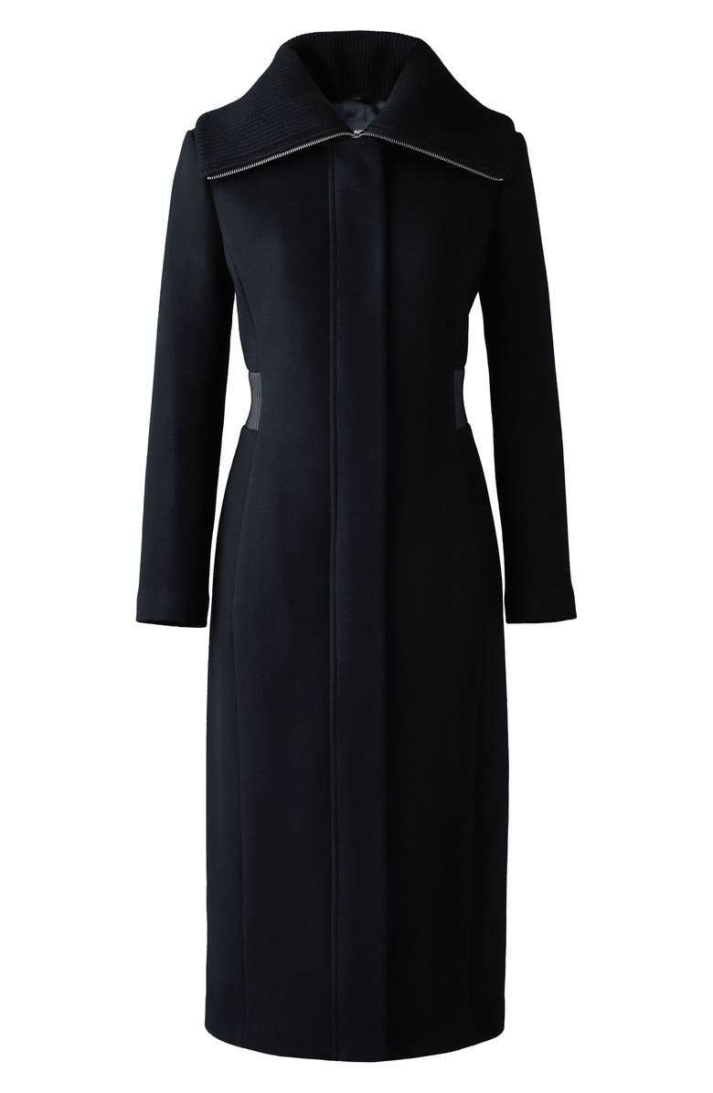 Mackage Clarice Leather Trim Wool Coat, Alternate, color,