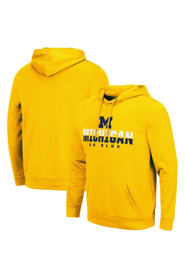 Men's Colosseum Maize Michigan Wolverines Lantern Pullover Hoodie, Main, color, Maize