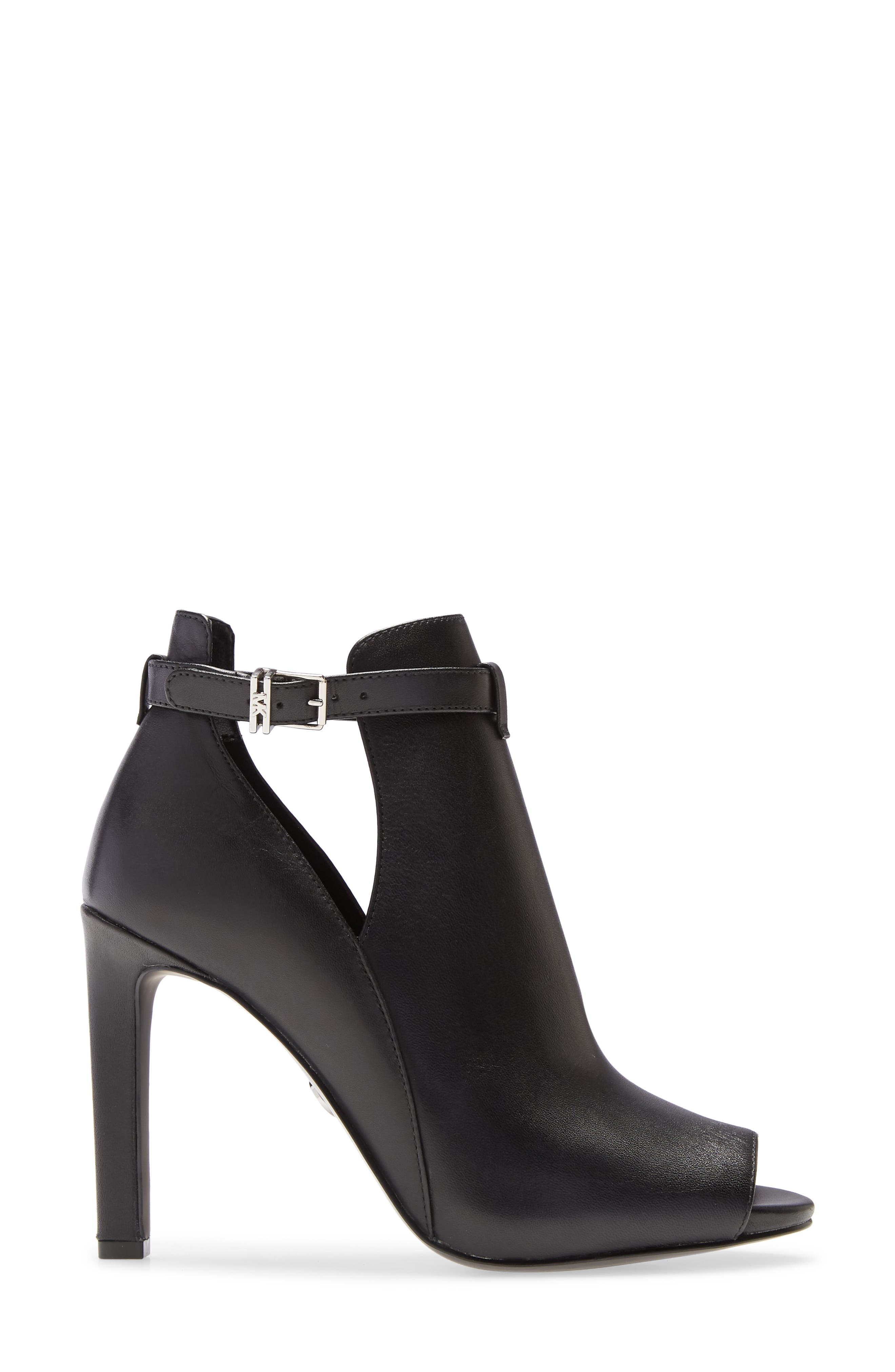 Lawson Open Toe Bootie, Alternate, color, BLACK LEATHER