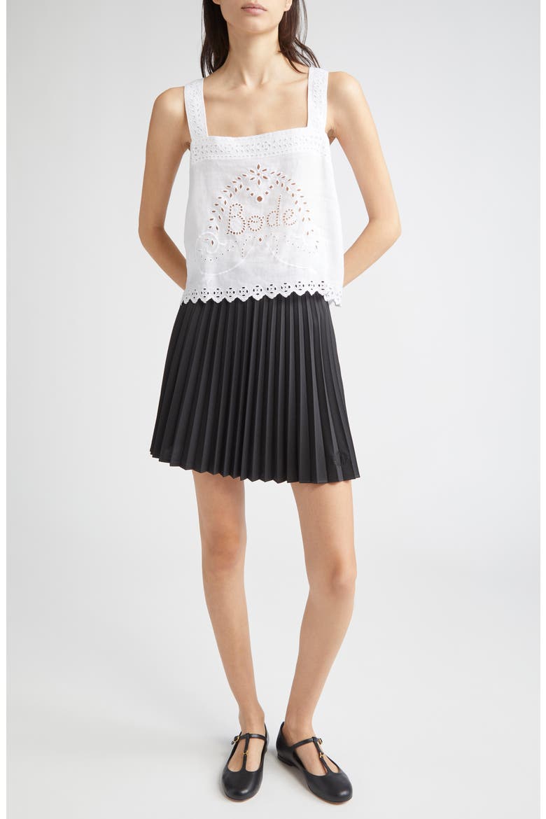 Belvoir Eyelet Linen Tank, Alternate, color, WHITE