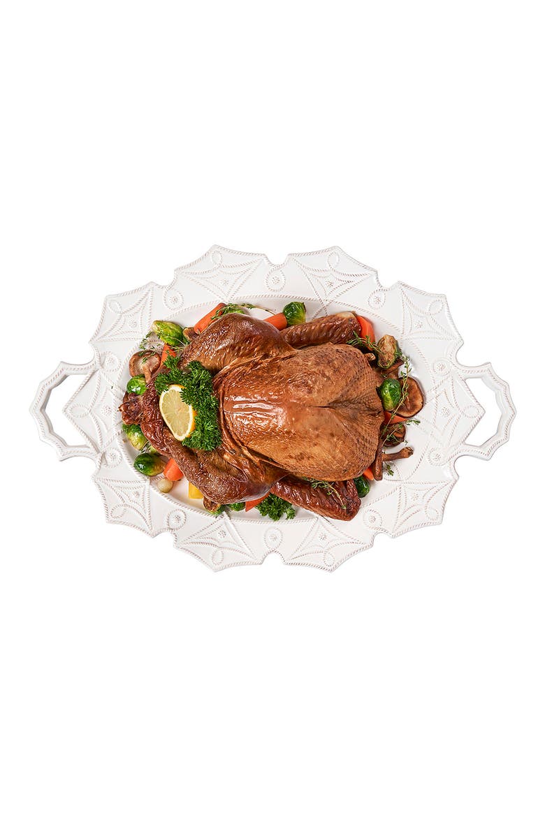 Jardins du Monde Ceramic Turkey Platter, Alternate, color, WHITE
