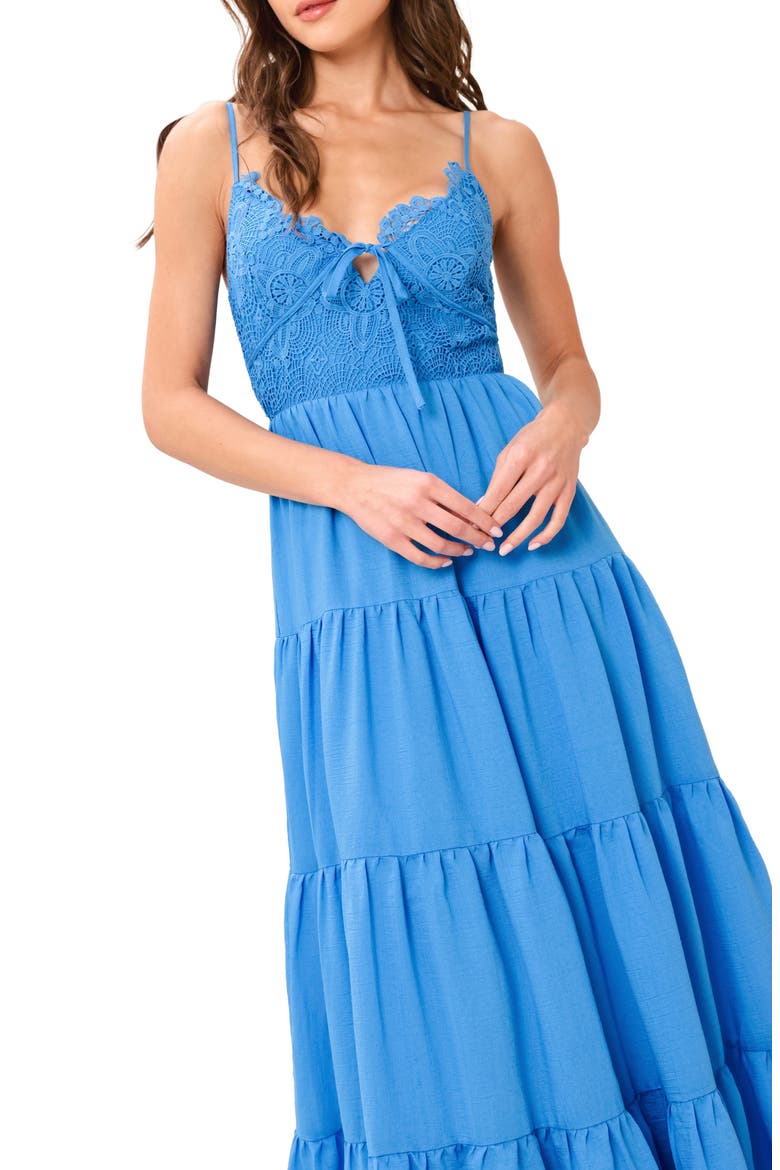 Mixed Lace Maxi Dress, Alternate, color, BLUE