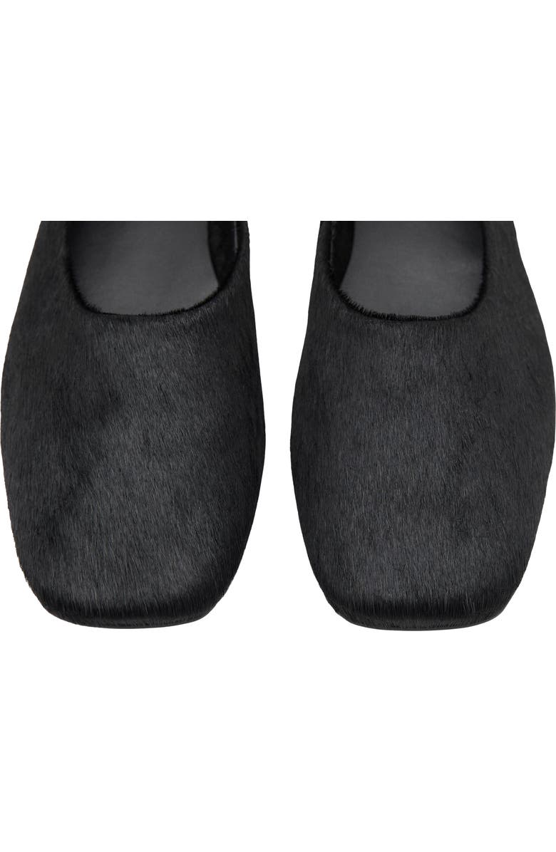 MANGO Genuine Calf Hair Square Toe Flat, Alternate, color, Black