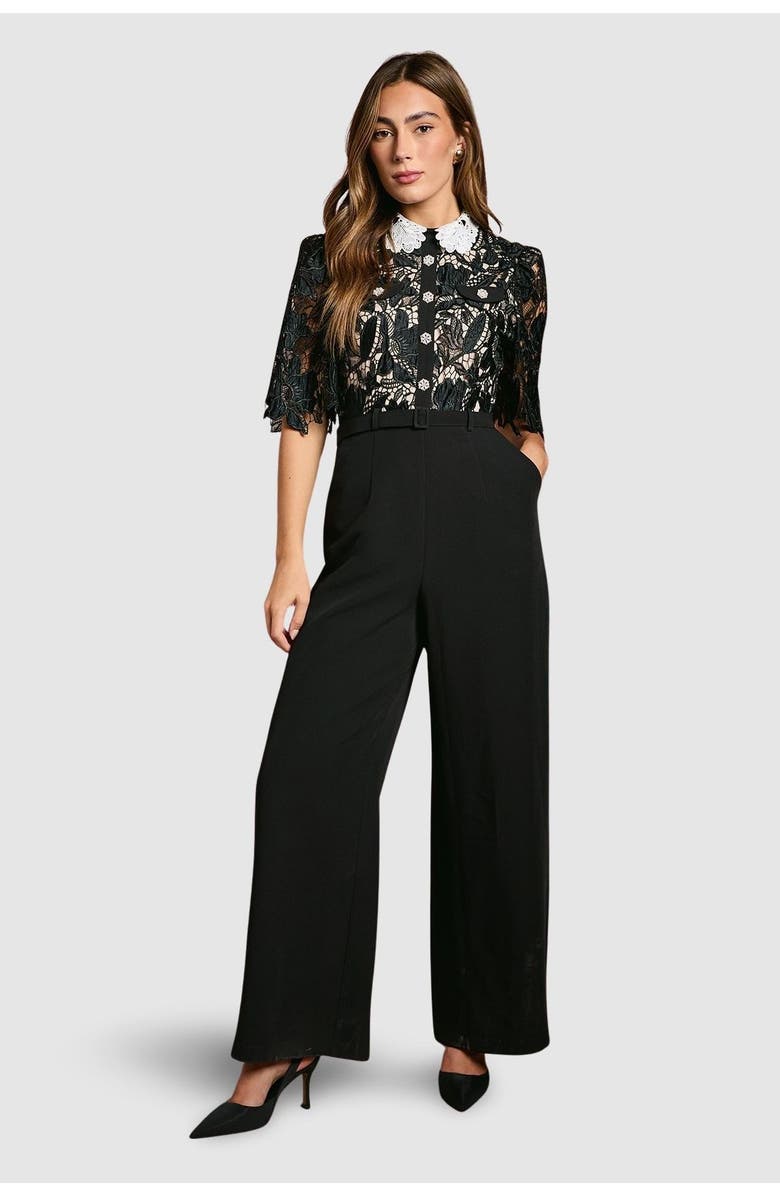 Coast Lace Shirt Short Sleeve Jumpsuit, Main, color, Mono