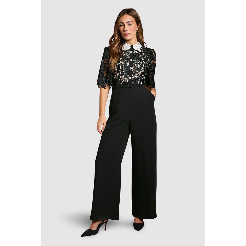 Coast Lace Shirt Short Sleeve Jumpsuit In Black