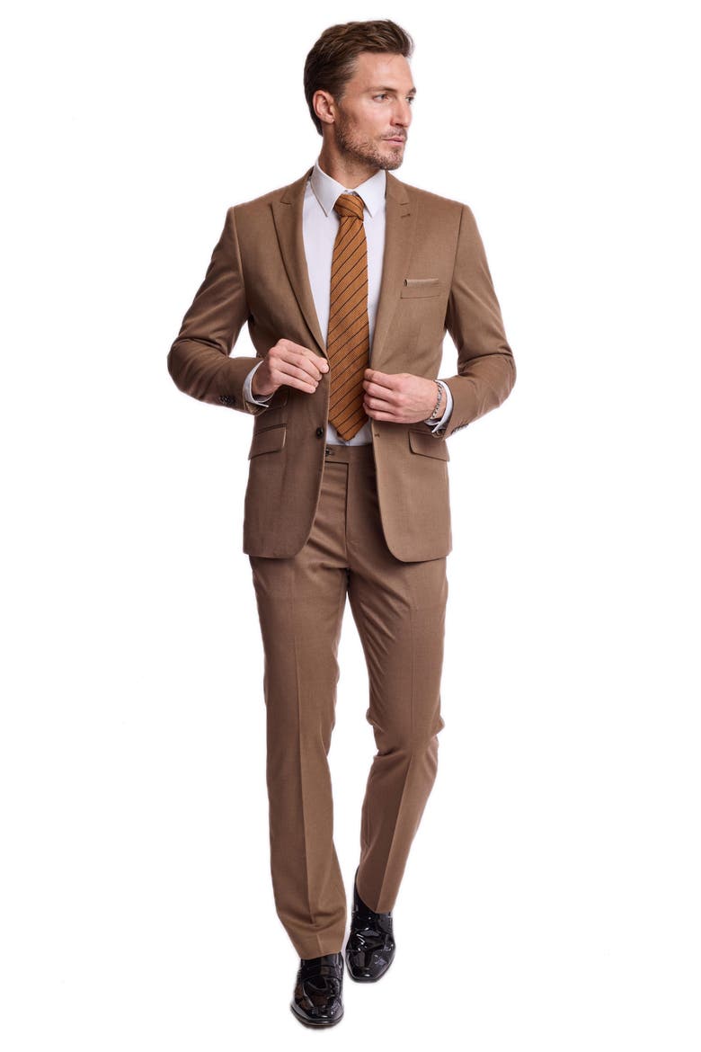 Ashton Slim Fit Peak Lapel Suit Jacket, Alternate, color, DARK CAMEL