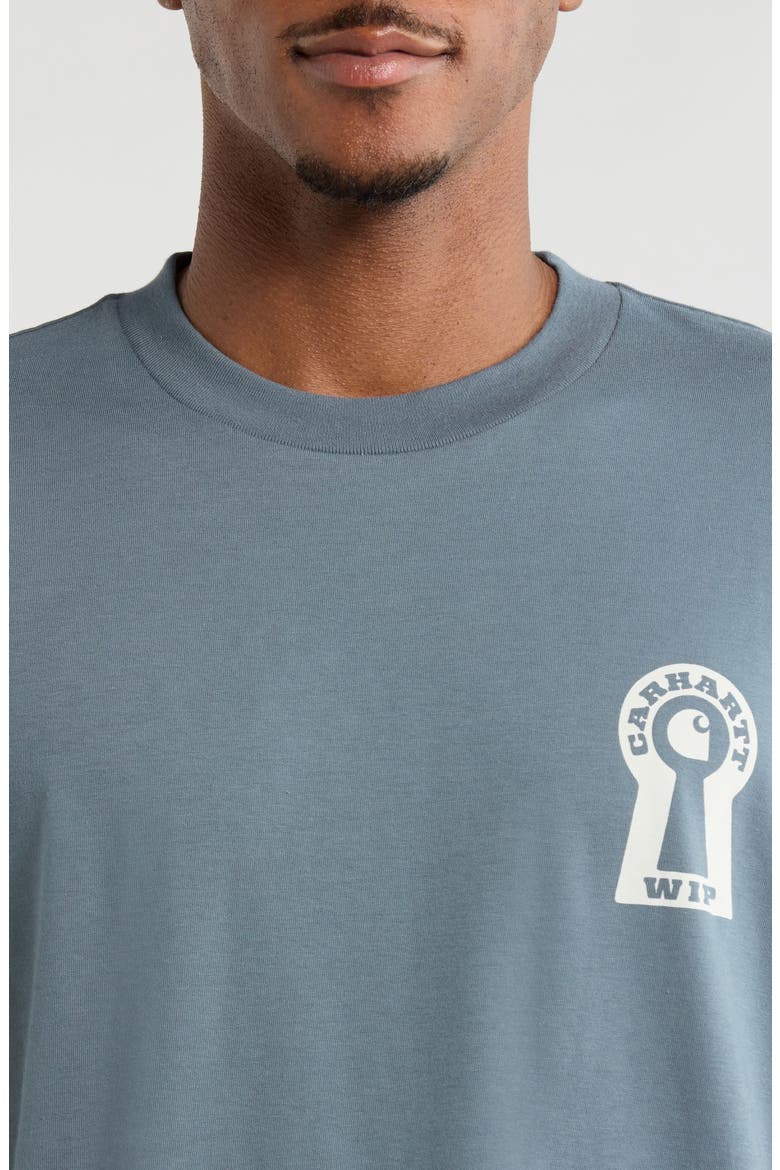 Locked Organic Cotton Graphic T-Shirt, Alternate, color, COZY BLUE