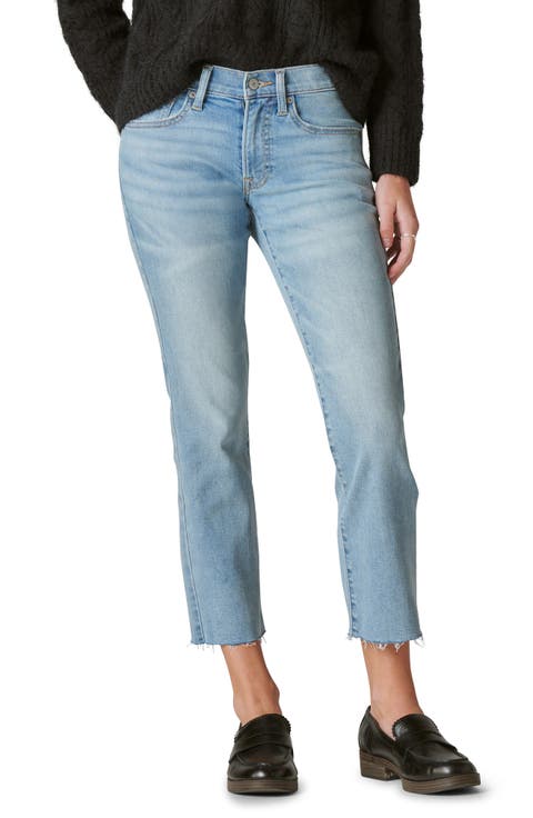 Sweet Straight Raw Hem Mid Rise Crop Straight Leg Jeans (Darwin Ct)