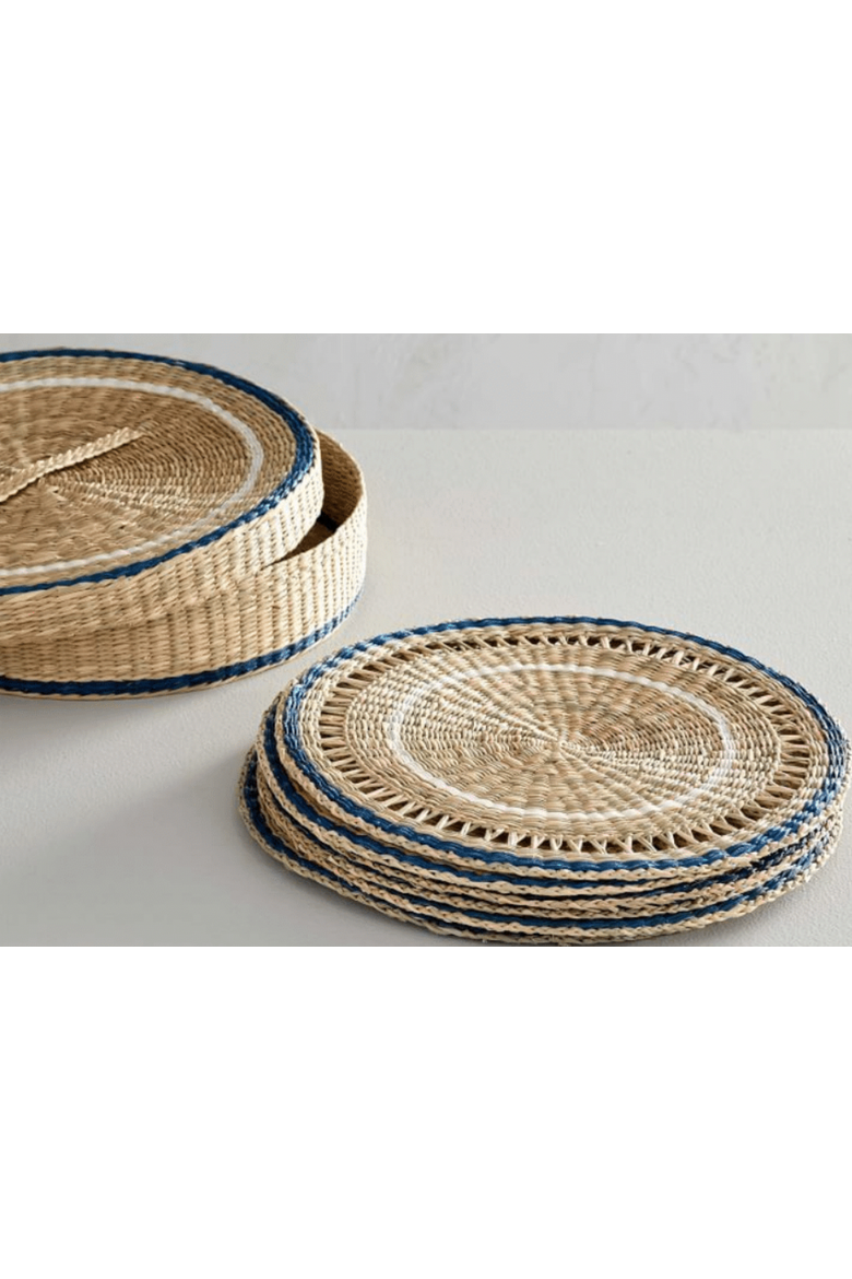 Seagrass Black Placemats - Set of 6, Alternate, color, Black