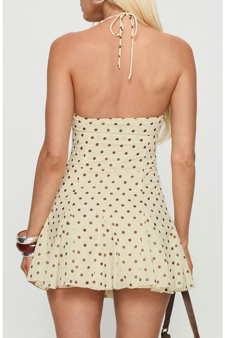 Delamere Dot Halter Minidress, Alternate, color, YELLOW/ BROWNPOLKADOT