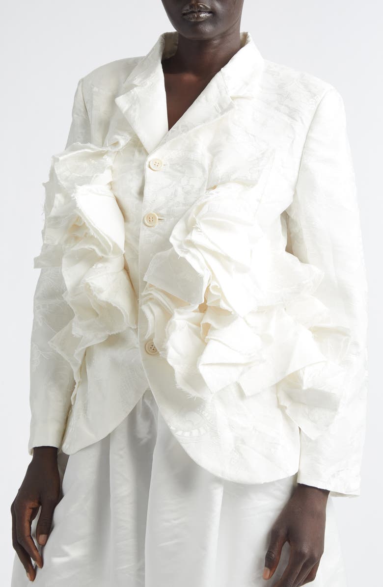 Comme des Garçons Floral Damask Single Breasted Blazer, Alternate, color, Off-White