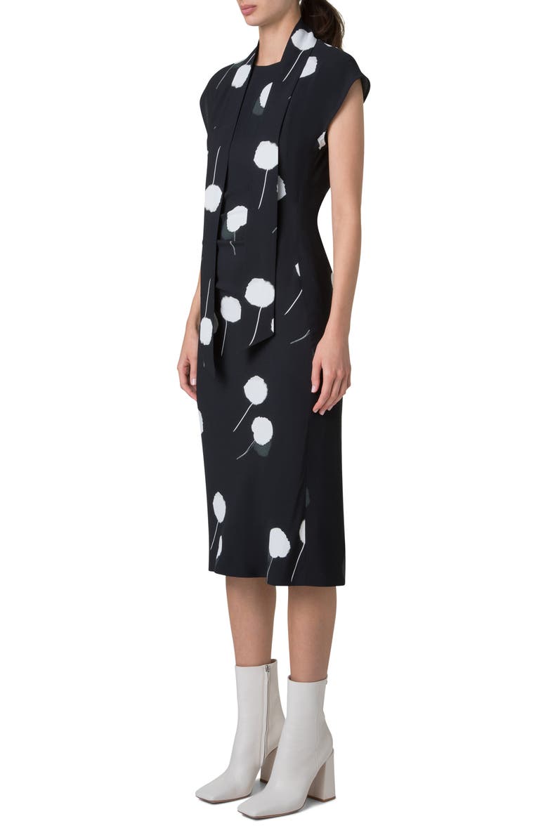 Akris Windflower Print Crepe Dress & Scarf Set, Alternate, color, 