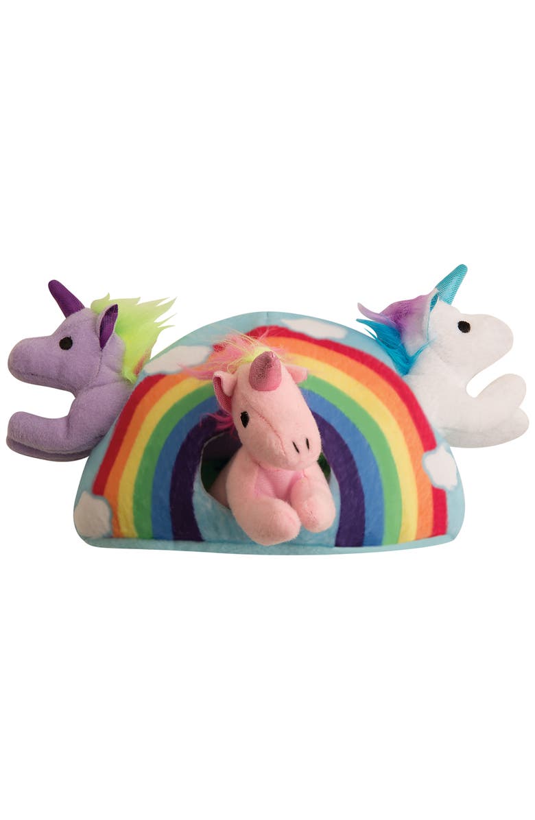 SnugArooz Hide & Seek, Rainbow Unicorn, 4 In 1 Dog Toy, 3 Unicorns Inside, Main, color, Multicolored