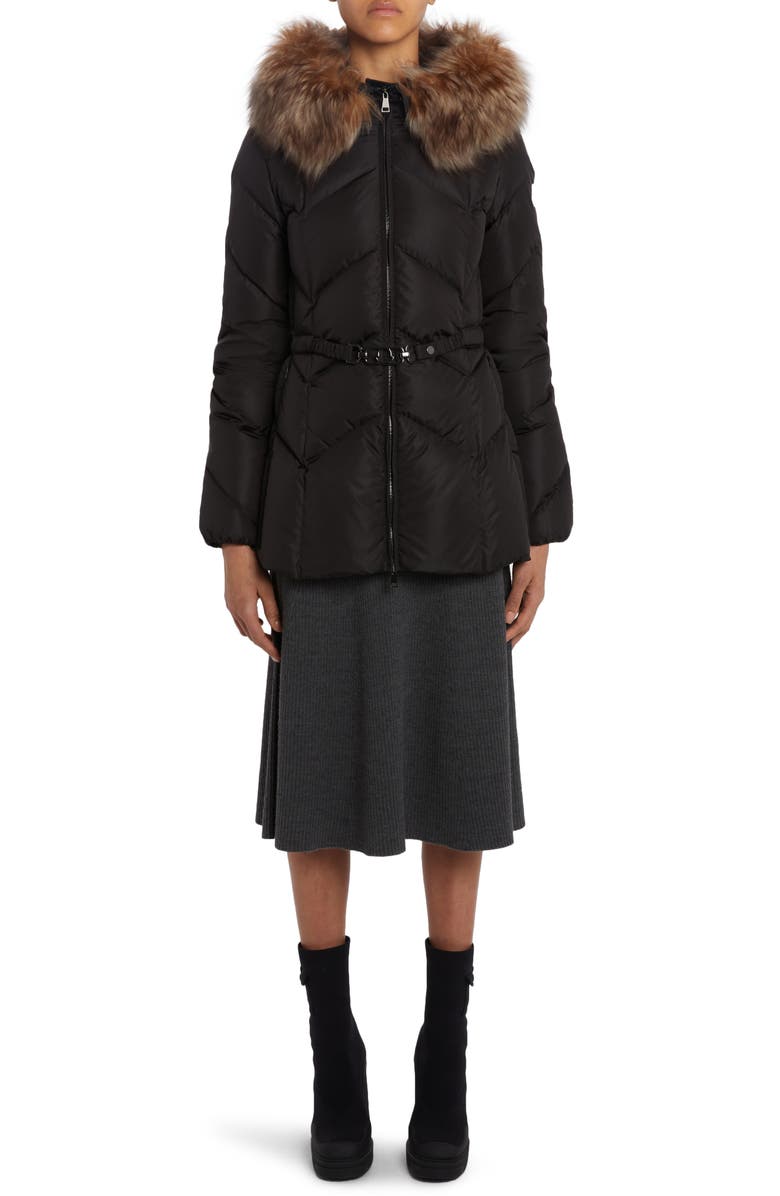 Moncler Loriot Down Jacket with Removable Genuine Shearling Trim, Alternate, color, 