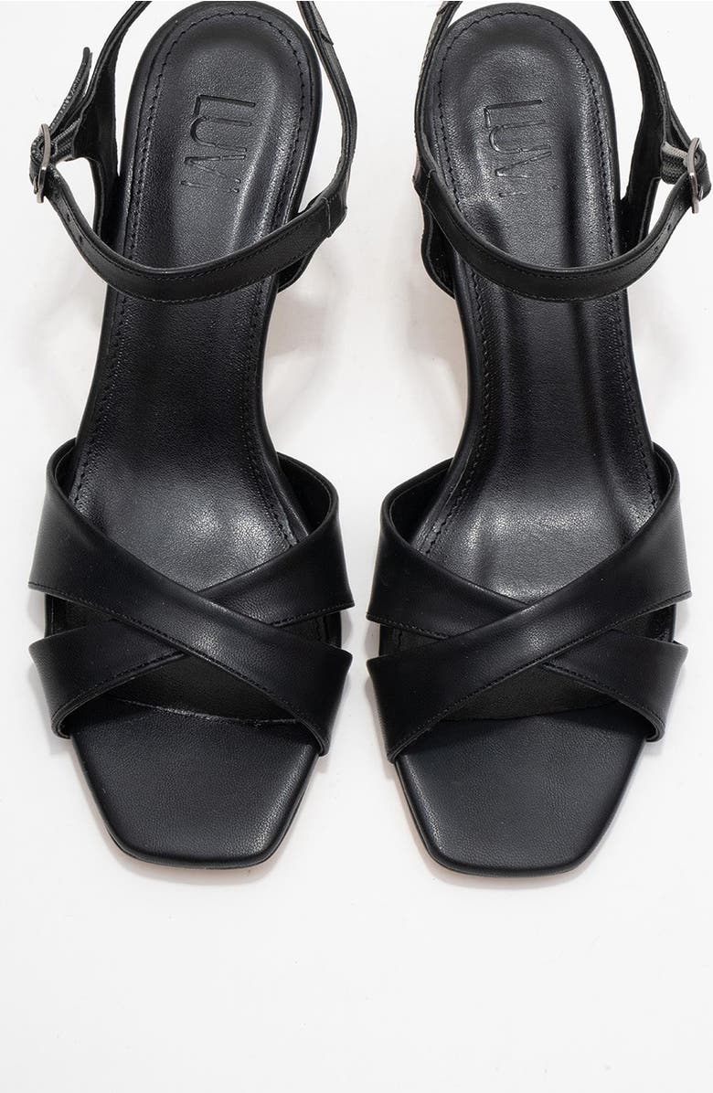 Prologue Shoes Melin Cross Strap Stiletto Sandal, Alternate, color, Black