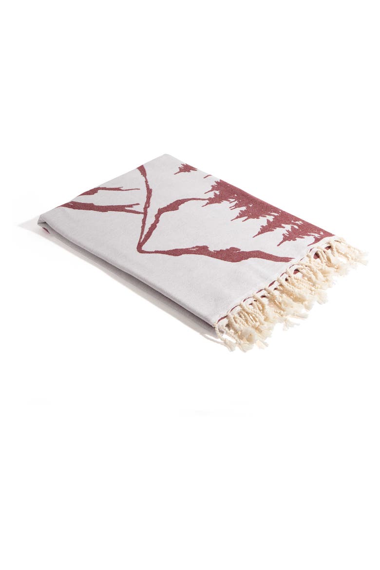 Mountain 100% Cotton Reversible Turkish Towel, Alternate, color, Burgundy