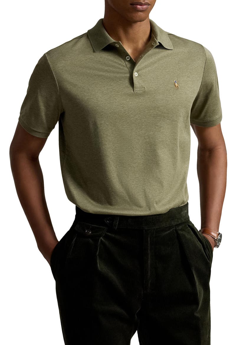 Classic Fit Solid Cotton Polo, Main, color, GREEN HTR